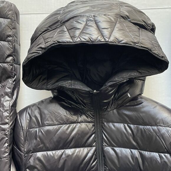 Zara Womens Black Reversible Insulated Hooded Full Zip Puffer Jacket Size M - Picture 4 of 16